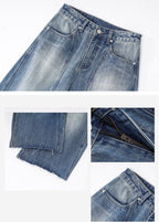 Retro Blue High-Waisted Wide-Leg Jeans